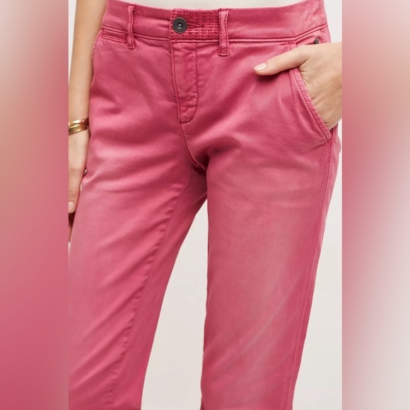 Pilcro Hyphen Low-Rise Chinos Boyfriend Pants Rose/Pink/Red Straight Relaxed 28 - Picture 4 of 16